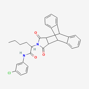 molecular formula C30H27ClN2O3 B2600588 N-(3-chlorophenyl)-2-(12,14-dioxo-11,12,14,15-tetrahydro-9H-9,10-[3,4]epipyrroloanthracen-13(10H)-yl)hexanamide CAS No. 473800-97-4