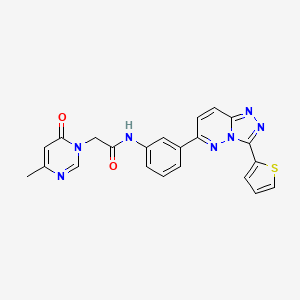 molecular formula C22H17N7O2S B2600589 2-(4-甲基-6-氧代嘧啶-1(6H)-基)-N-(3-(3-(噻吩-2-基)-[1,2,4]三唑并[4,3-b]哒嗪-6-基)苯基)乙酰胺 CAS No. 1207057-72-4