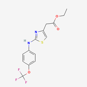 molecular formula C14H13F3N2O3S B2600596 Ethyl 2-(4-((4-(trifluoromethoxy)phenyl)amino)-3,5-thiazolyl)acetate CAS No. 1022324-50-0