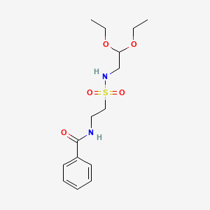 molecular formula C15H24N2O5S B2600600 N-(2-(N-(2,2-二乙氧基乙基)磺酰胺基)乙基)苯甲酰胺 CAS No. 899955-98-7