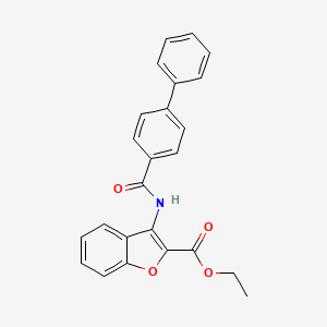 molecular formula C24H19NO4 B2600606 Ethyl 3-([1,1'-biphenyl]-4-ylcarboxamido)benzofuran-2-carboxylate CAS No. 477499-35-7