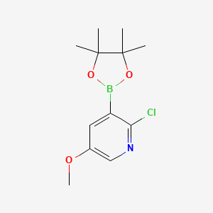 molecular formula C12H17BClNO3 B2600607 2-CHloro-5-methoxy-3-(tetramethyl-1,3,2-dioxaborolan-2-yl)pyridine CAS No. 2377611-04-4