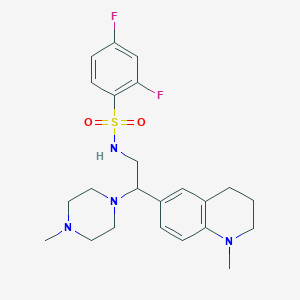 molecular formula C23H30F2N4O2S B2600610 2,4-difluoro-N-(2-(1-methyl-1,2,3,4-tetrahydroquinolin-6-yl)-2-(4-methylpiperazin-1-yl)ethyl)benzenesulfonamide CAS No. 946266-26-8