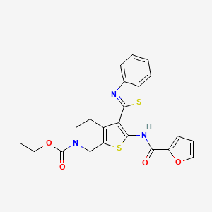 molecular formula C22H19N3O4S2 B2600613 ethyl 3-(benzo[d]thiazol-2-yl)-2-(furan-2-carboxamido)-4,5-dihydrothieno[2,3-c]pyridine-6(7H)-carboxylate CAS No. 864927-35-5