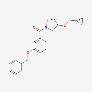 molecular formula C22H25NO3 B2600618 (3-(Benzyloxy)phenyl)(3-(cyclopropylmethoxy)pyrrolidin-1-yl)methanone CAS No. 2034520-16-4