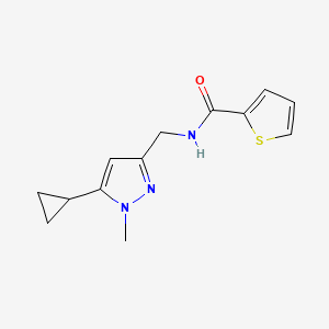 molecular formula C13H15N3OS B2600620 N-((5-cyclopropyl-1-methyl-1H-pyrazol-3-yl)methyl)thiophene-2-carboxamide CAS No. 1448063-22-6