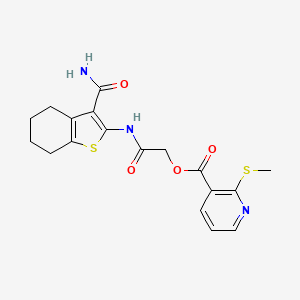 molecular formula C18H19N3O4S2 B2600622 [2-[(3-Carbamoyl-4,5,6,7-tetrahydro-1-benzothiophen-2-yl)amino]-2-oxoethyl] 2-methylsulfanylpyridine-3-carboxylate CAS No. 728922-56-3