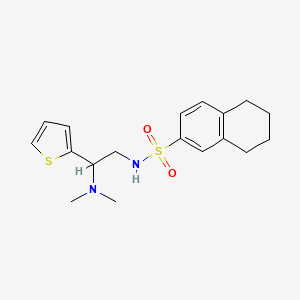 molecular formula C18H24N2O2S2 B2600635 N-[2-(dimethylamino)-2-(thiophen-2-yl)ethyl]-5,6,7,8-tetrahydronaphthalene-2-sulfonamide CAS No. 941872-43-1