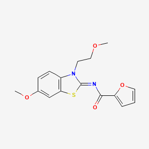 molecular formula C16H16N2O4S B2600647 N-[6-methoxy-3-(2-methoxyethyl)-1,3-benzothiazol-2-ylidene]furan-2-carboxamide CAS No. 865161-36-0