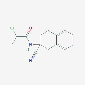 molecular formula C14H15ClN2O B2600654 2-Chloro-N-(2-cyano-3,4-dihydro-1H-naphthalen-2-yl)propanamide CAS No. 2411240-15-6