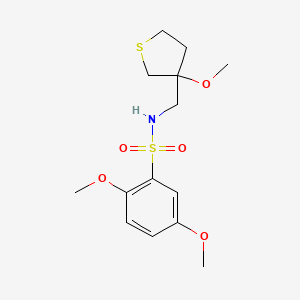 molecular formula C14H21NO5S2 B2600655 2,5-dimethoxy-N-((3-methoxytetrahydrothiophen-3-yl)methyl)benzenesulfonamide CAS No. 1448066-61-2