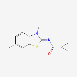 molecular formula C13H14N2OS B2600660 N-(3,6-二甲基-1,3-苯并噻唑-2-亚甲基)环丙烷甲酰胺 CAS No. 326025-23-4