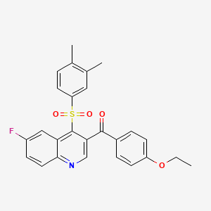 molecular formula C26H22FNO4S B2600662 (4-((3,4-Dimethylphenyl)sulfonyl)-6-fluoroquinolin-3-yl)(4-ethoxyphenyl)methanone CAS No. 872207-11-9