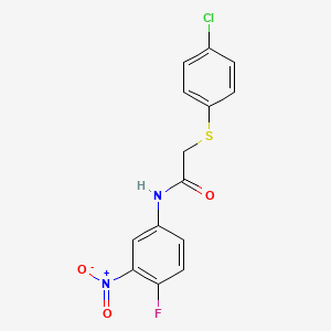 molecular formula C14H10ClFN2O3S B2600684 2-[(4-chlorophenyl)sulfanyl]-N-(4-fluoro-3-nitrophenyl)acetamide CAS No. 532960-93-3