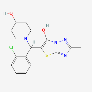 molecular formula C17H19ClN4O2S B2600685 5-((2-Chlorophenyl)(4-hydroxypiperidin-1-yl)methyl)-2-methylthiazolo[3,2-b][1,2,4]triazol-6-ol CAS No. 869344-73-0