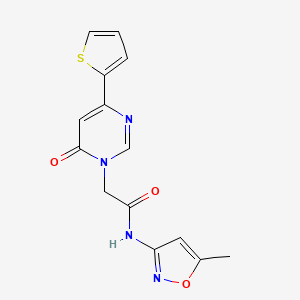 molecular formula C14H12N4O3S B2600690 N-(5-methylisoxazol-3-yl)-2-(6-oxo-4-(thiophen-2-yl)pyrimidin-1(6H)-yl)acetamide CAS No. 1251564-56-3