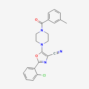 molecular formula C22H19ClN4O2 B2600696 2-(2-氯苯基)-5-(4-(3-甲基苯甲酰)哌嗪-1-基)恶唑-4-腈 CAS No. 946244-79-7