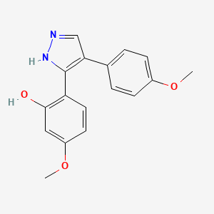 molecular formula C17H16N2O3 B2600699 5-甲氧基-2-[4-(4-甲氧基苯基)-1H-吡唑-3-基]苯酚 CAS No. 948901-10-8