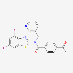 molecular formula C22H15F2N3O2S B2600708 4-acetyl-N-(4,6-difluorobenzo[d]thiazol-2-yl)-N-(pyridin-3-ylmethyl)benzamide CAS No. 895435-66-2