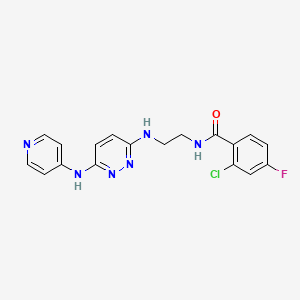 molecular formula C18H16ClFN6O B2600711 2-chloro-4-fluoro-N-(2-((6-(pyridin-4-ylamino)pyridazin-3-yl)amino)ethyl)benzamide CAS No. 1021073-43-7