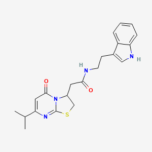 molecular formula C21H24N4O2S B2600716 N-(2-(1H-吲哚-3-基)乙基)-2-(7-异丙基-5-氧代-3,5-二氢-2H-噻唑并[3,2-a]嘧啶-3-基)乙酰胺 CAS No. 952974-07-1