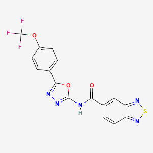 molecular formula C16H8F3N5O3S B2600728 N-(5-(4-(trifluoromethoxy)phenyl)-1,3,4-oxadiazol-2-yl)benzo[c][1,2,5]thiadiazole-5-carboxamide CAS No. 1286705-40-5