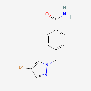 molecular formula C11H10BrN3O B2600735 Benzamide, 4-[(4-bromo-1H-pyrazol-1-yl)methyl]- CAS No. 1179216-19-3