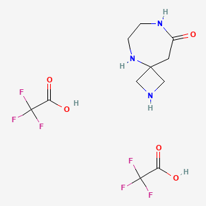 molecular formula C11H15F6N3O5 B2600771 2,5,8-Triazaspiro[3.6]decan-9-one bis(trifluoroacetic acid) CAS No. 2060041-91-8
