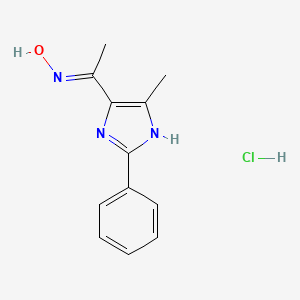 molecular formula C12H14ClN3O B2600776 N-[1-(5-methyl-2-phenyl-4H-imidazol-4-ylidene)ethyl]hydroxylamine hydrochloride CAS No. 1173527-90-6