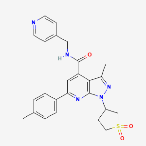 molecular formula C25H25N5O3S B2600777 1-(1,1-二氧化四氢噻吩-3-基)-3-甲基-N-(吡啶-4-基甲基)-6-(对甲苯基)-1H-吡唑并[3,4-b]吡啶-4-甲酰胺 CAS No. 1021224-61-2