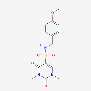 molecular formula C14H17N3O5S B2600786 N-[(4-甲氧基苯基)甲基]-1,3-二甲基-2,4-二氧嘧啶-5-磺酰胺 CAS No. 874806-43-6