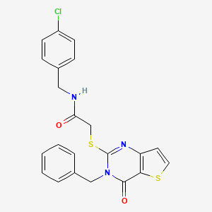 molecular formula C22H18ClN3O2S2 B2600801 2-({3-benzyl-4-oxo-3H,4H-thieno[3,2-d]pyrimidin-2-yl}sulfanyl)-N-[(4-chlorophenyl)methyl]acetamide CAS No. 1252913-14-6