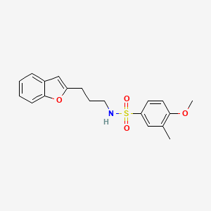 molecular formula C19H21NO4S B2600807 N-(3-(苯并呋喃-2-基)丙基)-4-甲氧基-3-甲基苯磺酰胺 CAS No. 2034415-75-1