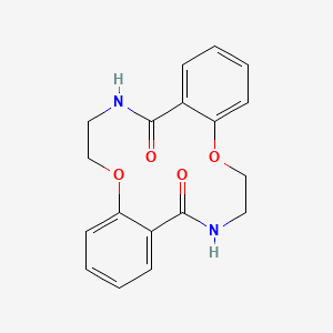 molecular formula C18H18N2O4 B2600808 7,8,16,17-Tetrahydro-dibenzo[f,m][1,8,4,11]dioxadiazacyclotetradecine-9,18(6H,15H)-dione CAS No. 111904-37-1