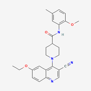 molecular formula C26H28N4O3 B2600810 3-[(benzyloxy)methyl]-1-methyl-5-{[3-(trifluoromethyl)phenyl]sulfonyl}-4,5,6,7-tetrahydro-1H-pyrazolo[4,3-c]pyridine CAS No. 1226453-63-9