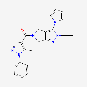 molecular formula C24H26N6O B2600817 (2-(叔丁基)-3-(1H-吡咯-1-基)吡咯并[3,4-c]吡唑-5(2H,4H,6H)-基)(5-甲基-1-苯基-1H-吡唑-4-基)甲酮 CAS No. 1251610-09-9
