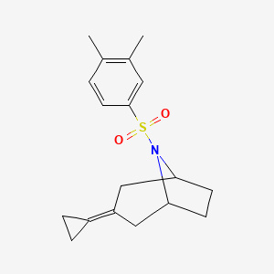 molecular formula C18H23NO2S B2600818 3-Cyclopropylidene-8-(3,4-dimethylbenzenesulfonyl)-8-azabicyclo[3.2.1]octane CAS No. 2177365-78-3