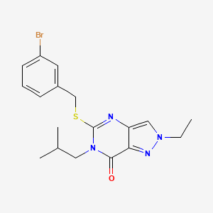molecular formula C18H21BrN4OS B2600827 5-((3-bromobenzyl)thio)-2-ethyl-6-isobutyl-2H-pyrazolo[4,3-d]pyrimidin-7(6H)-one CAS No. 1112444-88-8