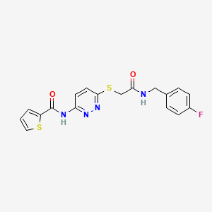 molecular formula C18H15FN4O2S2 B2600848 N-(6-((2-((4-氟苄基)氨基)-2-氧代乙基)硫代)吡啶嗪-3-基)噻吩-2-甲酰胺 CAS No. 1021061-92-6