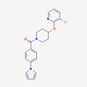molecular formula C21H20ClN3O2 B2600853 (4-(1H-pyrrol-1-yl)phenyl)(4-((3-chloropyridin-2-yl)oxy)piperidin-1-yl)methanone CAS No. 1448068-87-8