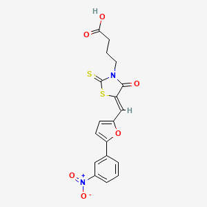 molecular formula C18H14N2O6S2 B2600856 (Z)-4-(5-((5-(3-nitrophenyl)furan-2-yl)methylene)-4-oxo-2-thioxothiazolidin-3-yl)butanoic acid CAS No. 324566-90-7