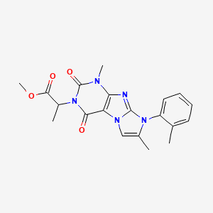 molecular formula C20H21N5O4 B2600860 Methyl 2-[4,7-dimethyl-6-(2-methylphenyl)-1,3-dioxopurino[7,8-a]imidazol-2-yl]propanoate CAS No. 887464-24-6