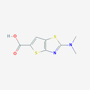 molecular formula C8H8N2O2S2 B2600864 2-(二甲基氨基)噻吩[2,3-d][1,3]噻唑-5-羧酸 CAS No. 923832-32-0