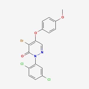 molecular formula C17H11BrCl2N2O3 B2600867 4-溴-2-(2,5-二氯苯基)-5-(4-甲氧基苯氧基)嘧啶-3-酮 CAS No. 866039-37-4