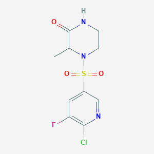 molecular formula C10H11ClFN3O3S B2600903 4-[(6-Chloro-5-fluoropyridin-3-yl)sulfonyl]-3-methylpiperazin-2-one CAS No. 1808353-17-4