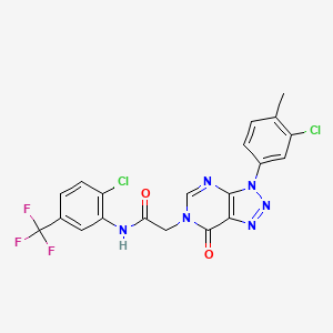 molecular formula C20H13Cl2F3N6O2 B2600913 2-(3-(3-chloro-4-methylphenyl)-7-oxo-3H-[1,2,3]triazolo[4,5-d]pyrimidin-6(7H)-yl)-N-(2-chloro-5-(trifluoromethyl)phenyl)acetamide CAS No. 893932-61-1