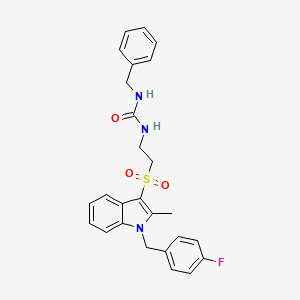 molecular formula C26H26FN3O3S B2600934 1-苄基-3-(2-((1-(4-氟苄基)-2-甲基-1H-吲哚-3-基)磺酰基)乙基)脲 CAS No. 946219-93-8