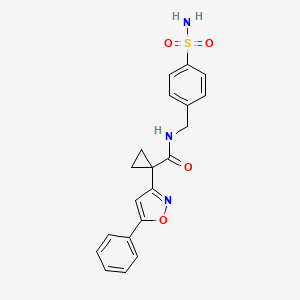 molecular formula C20H19N3O4S B2600966 1-(5-phenylisoxazol-3-yl)-N-(4-sulfamoylbenzyl)cyclopropanecarboxamide CAS No. 1334369-26-4