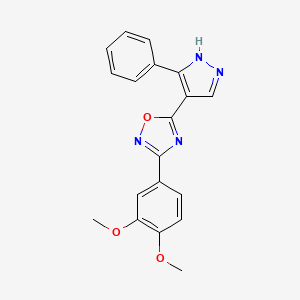 molecular formula C19H16N4O3 B2600976 3-(3,4-二甲氧基苯基)-5-(3-苯基-1H-吡唑-4-基)-1,2,4-恶二唑 CAS No. 1251692-86-0
