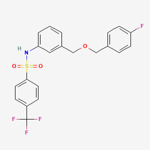 molecular formula C21H17F4NO3S B2600977 N-(3-{[(4-fluorobenzyl)oxy]methyl}phenyl)-4-(trifluoromethyl)benzenesulfonamide CAS No. 338392-94-2